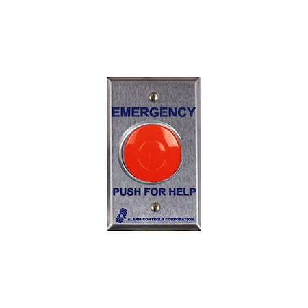 Alarm Controls PBL1 Single Gang Red Mushroom Button Latching Satin Stainless Steel PBL1